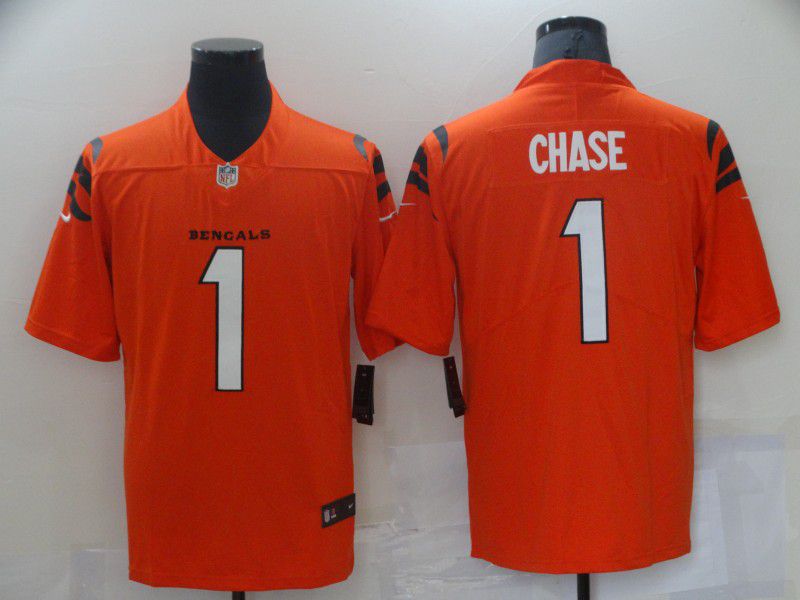 Men Cincinnati Bengals #1 Chase Orange Nike Vapor Untouchable Limited 2021 NFL Jersey->jacksonville jaguars->NFL Jersey
